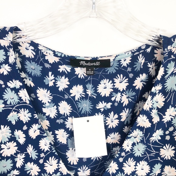 Madewell Novel Tie-Front Top in French Floral Blue - Picture 9 of 11